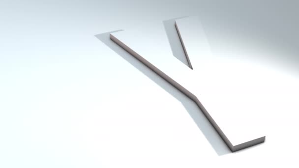 3d animation of a letter of the alphabet - Y  - 3d animation model on a white background - Footage, Video