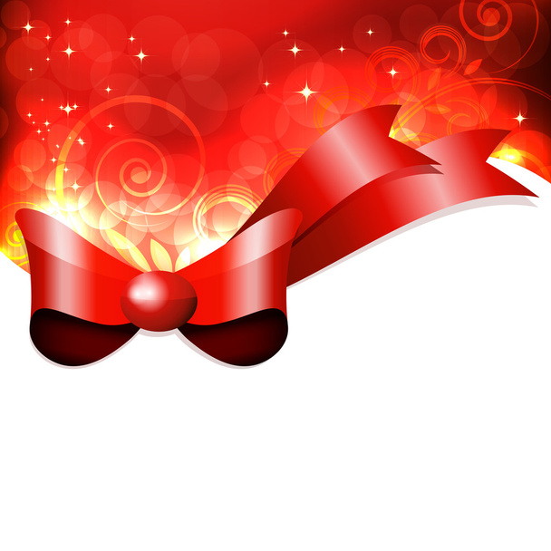 Red gift bow with floral curl. Vector - Vettoriali, immagini