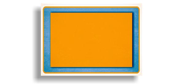  Gelbe Attrappe mit Copyspace-Leerbildschirm für Werbung, Banner, Poster, Displays, mit Schlagschatten, Bild oder Text einfügen - Foto, Bild