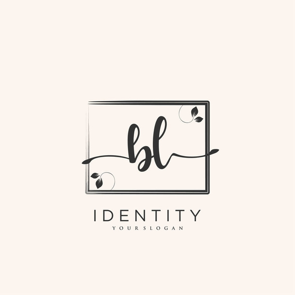 BL Calligrafia logo vettoriale arte della firma iniziale, matrimonio, moda, gioielleria, boutique, floreale e botanica con modello creativo per qualsiasi azienda o azienda - Vettoriali, immagini