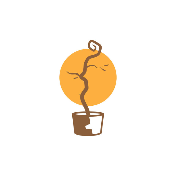 suchá rostlina s designem pot logo vektor grafický symbol ikona znak ilustrace kreativní nápad - Vektor, obrázek