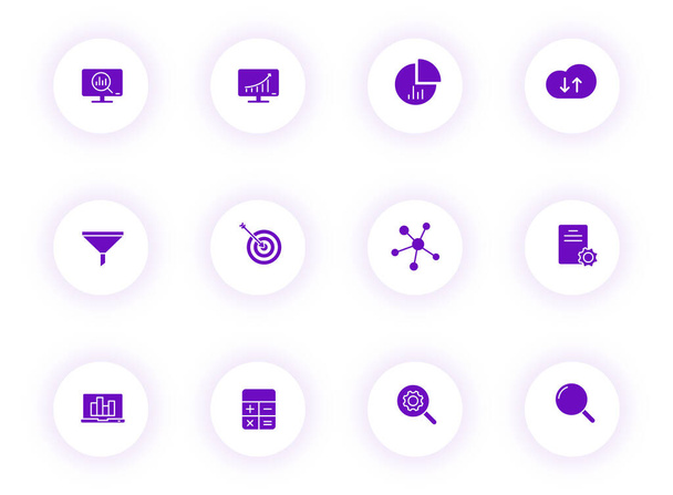 analiza danych fioletowe ikony wektora kolorów na przyciskach - Wektor, obraz