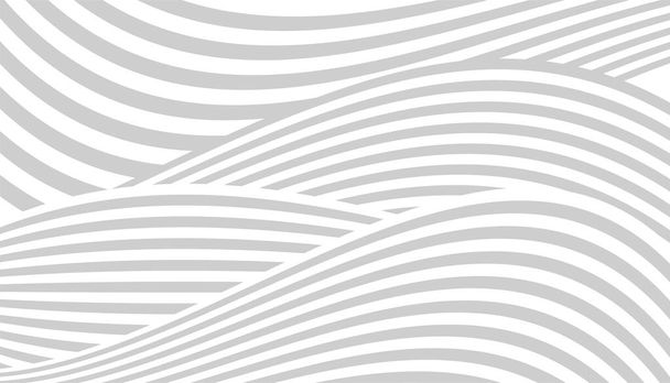 Zwart-wit golvend patroon met gebogen lijnen. Gestreept oppervlak. Vector illustratie. Banner voor abstracte golven. - Vector, afbeelding