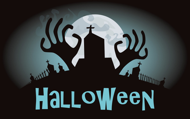 Halloween background. Vector illustration with cemetery - Vektori, kuva