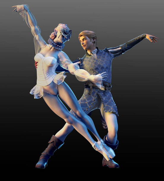 Fantasy Frost Ballet Prince Male and Princess Female Dancer Couple - Photo, Image