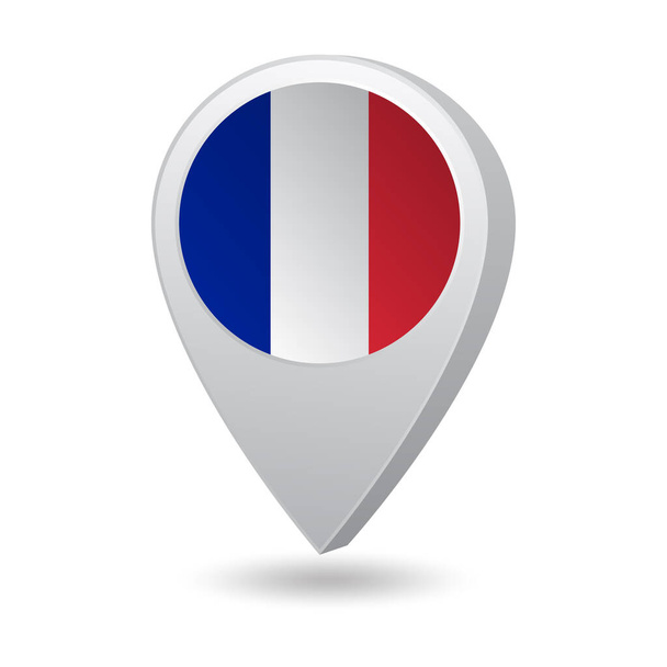 Flag of France on marker map (англійською). Приклад вектора - Вектор, зображення