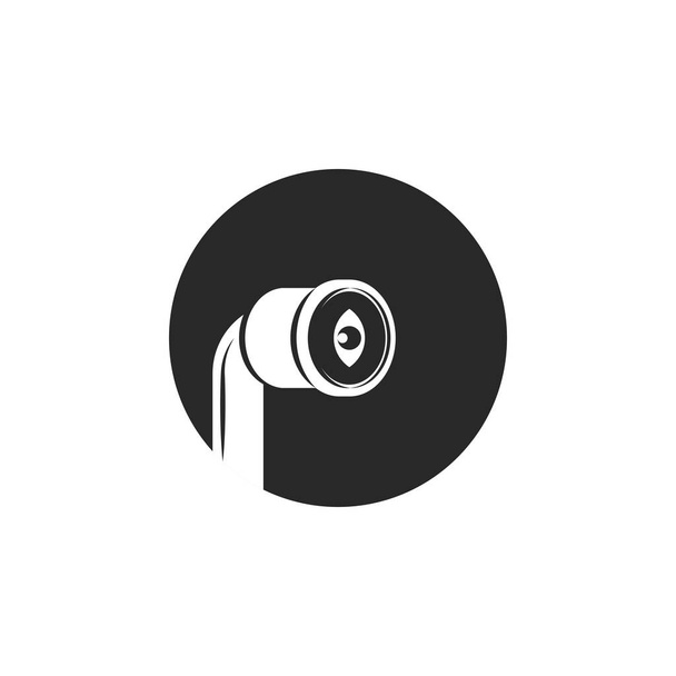 Logotipo detetive privado forma redonda em estilo espaço negativo, periscópio submarino com olho observando ao redor. - Vetor, Imagem