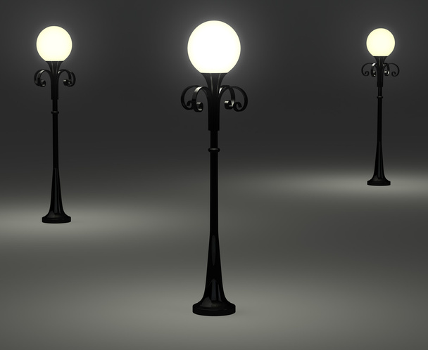 3D starego stylu lampy posty - Zdjęcie, obraz