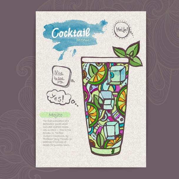 Decorative sketch of cocktail - Vector, Image
