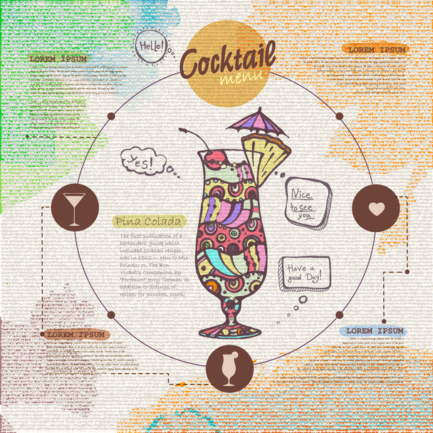 Web site design. Decorative cocktail. Menu design - Vektor, Bild