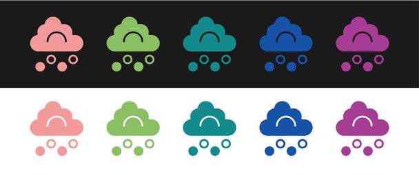Set Hail cloud icon isolated on black and white background.  Vector - Вектор,изображение