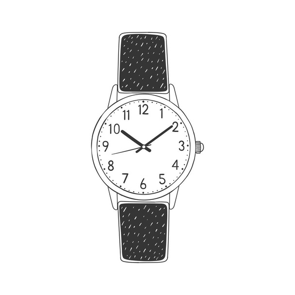 Ескіз годинника. Цифровий ручний годинник каракуля значок. Ілюстрація в стилі ескізів. Векторне зображення
 - Вектор, зображення