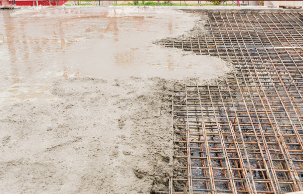 stopping concrete pouring. Concreting work of floors of high-rise buildings or houses. outdoor pouring concrete. - Photo, Image