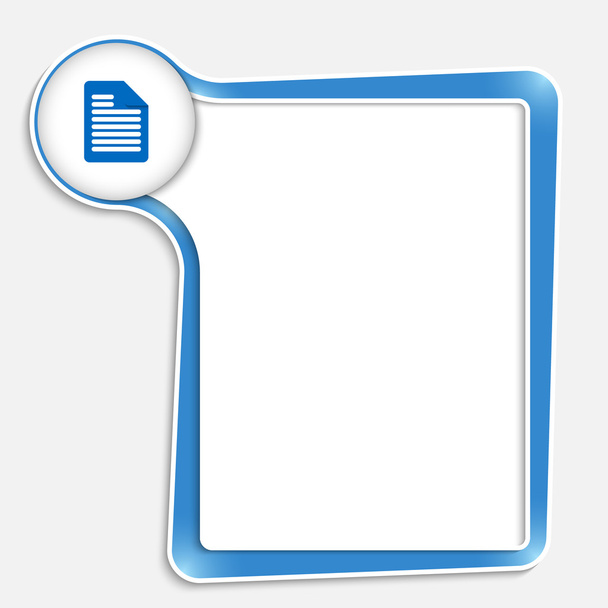 blaues Textfeld für beliebigen Text mit Dokument-Symbol - Vektor, Bild