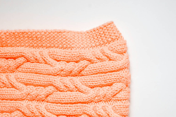 Fragment of knitted clothes, close-up background. DIY knitted clothes. - Φωτογραφία, εικόνα