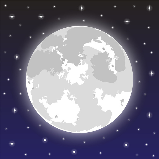 Moon in the night sky - Vector, Image