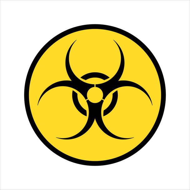Biohazard sign. Warning symbol. Biohazard flat icon. Sign of biological threat alert ,Yellow circle, isolated on white background. - Photo, Image