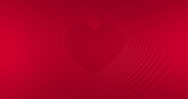 Coeurs en ligne répétés sur fond rouge. mouvement de pulsation. Vidéo 4K. - Séquence, vidéo