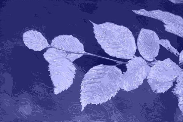 Ilustração botânica em púrpura da moda. Cor muito peri do ano 2022. Folhas - Foto, Imagem