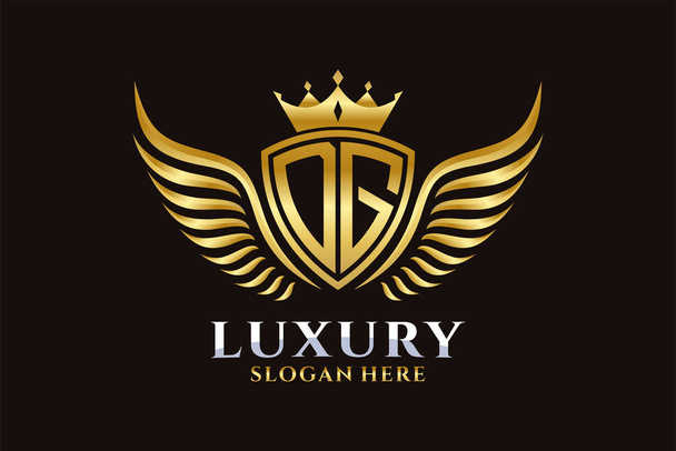 Luxury royal wing Letter DG crest Gold color Logo vector, Victory logo, crest logo, wing logo, vector logo . - Vector, Image