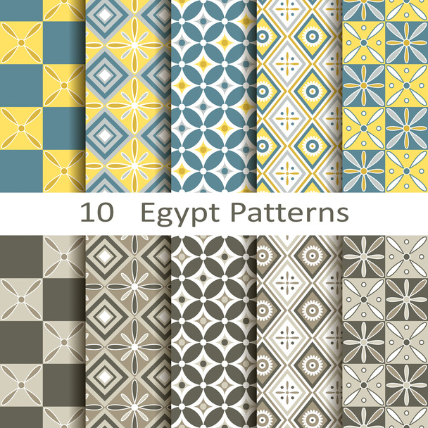Set of ten Egypt patterns - Vetor, Imagem