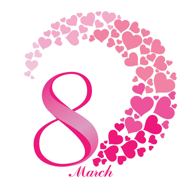 8 march. Women's Day card isolated on White background. illustration - Vetor, Imagem