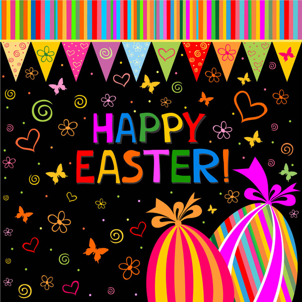 Happy Easter card, vector illustration - Vektör, Görsel