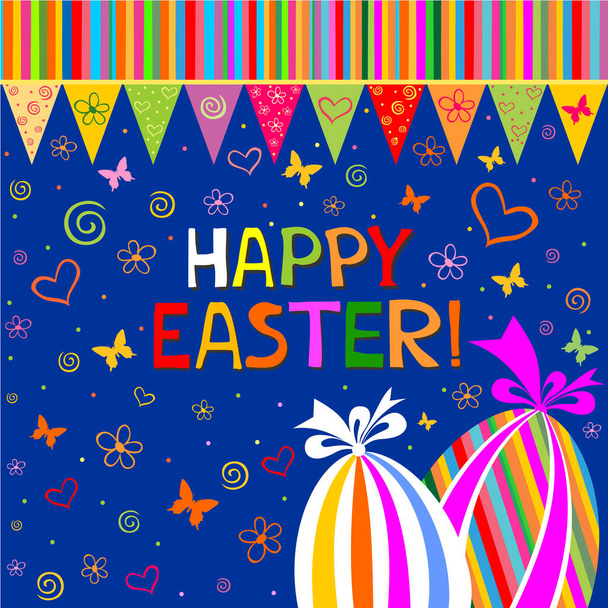 Happy Easter card, vector illustration - Vektör, Görsel