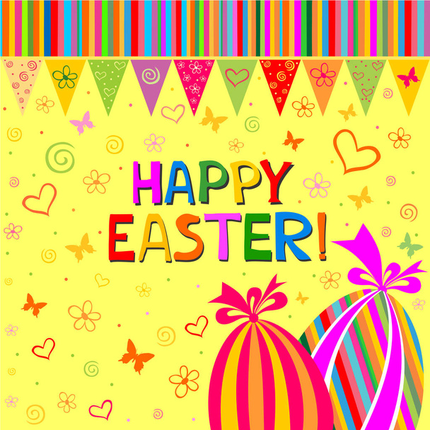 Feliz tarjeta de Pascua, ilustración vectorial - Vector, Imagen