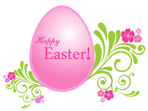 Happy Easter card with egg, vector illustration  - Wektor, obraz