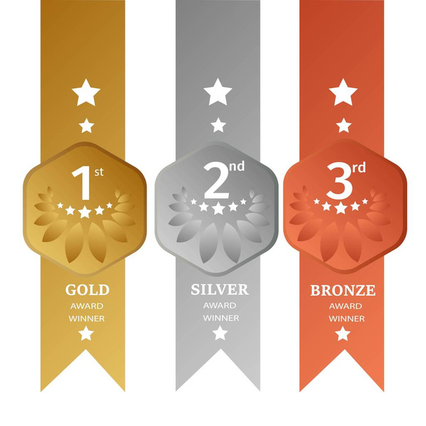 Золоті, срібні та бронзові медалі Векторні ілюстрації
 - Вектор, зображення