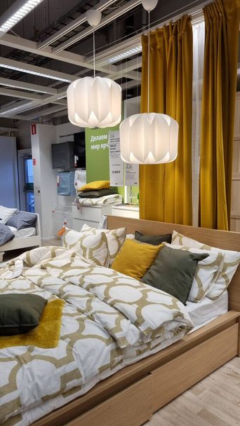 Russia, St. Petersburg 18,12,2021 Beds for sale in the Ikea furniture store - Foto, Bild