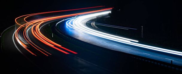 lights of moving cars at night. long exposure - Fotoğraf, Görsel
