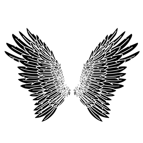 Black Angel Bird Feather Wings Illustratie Vector - Vector, afbeelding