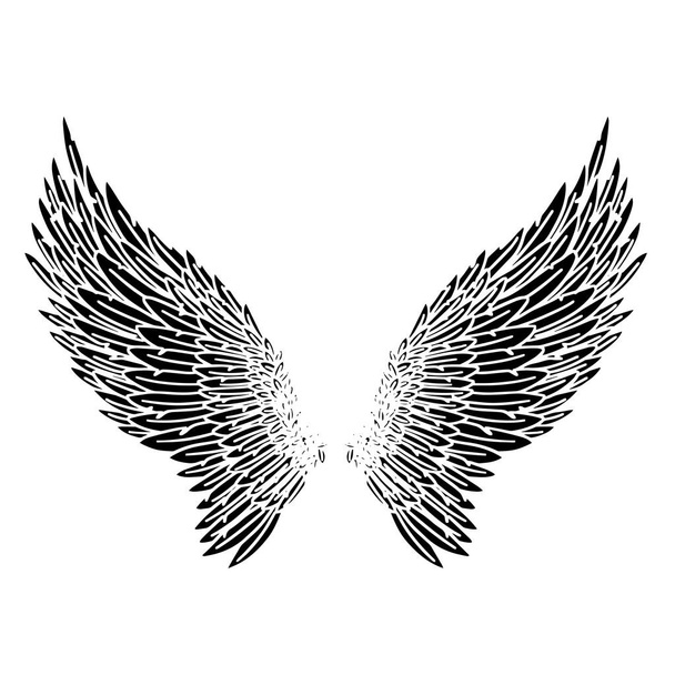 Black Angel Bird Feather Wings Illustration Vector - Vector, Image