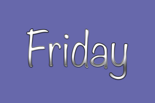 3D icon on the trendy purple background of the year 2022. Silver lettering Friday . Day of the week . - Photo, Image
