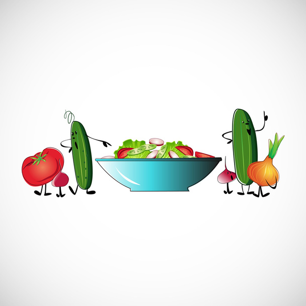 Board of vegetables for salads. Vector design - Vector, Image