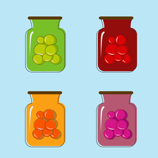 Bank with home canned fruit juice. Vector design - Vector, Image
