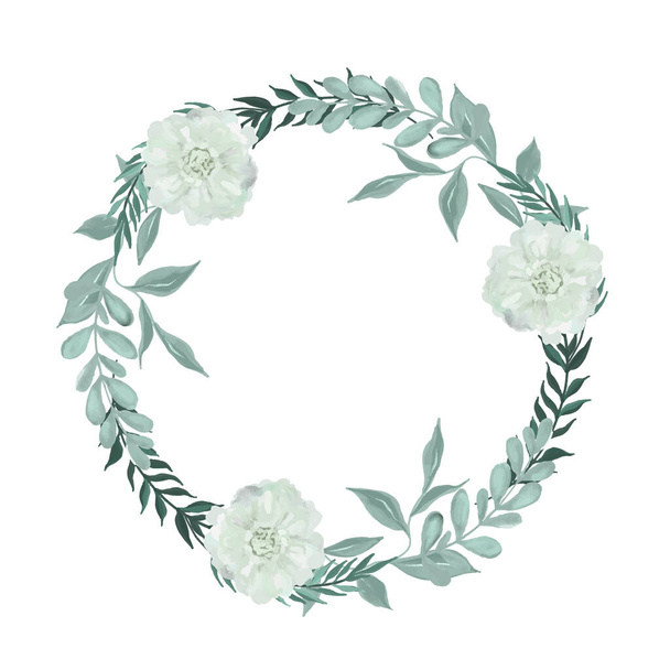 Lush flowers wreath, hand drawn oil painted art - Vector, afbeelding