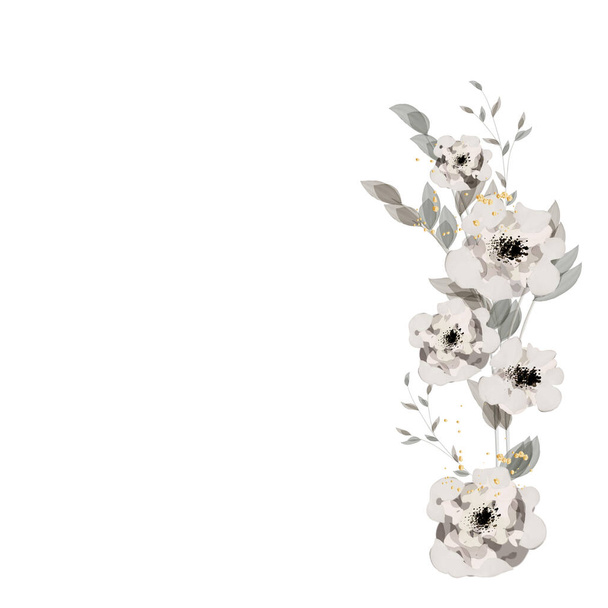 Flores rosas blancas acuarela estilo  - Vector, imagen