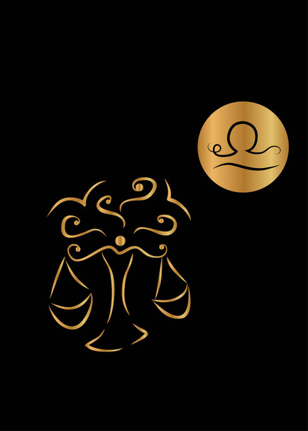 The illustration - zodiac sign in the gold color. - Vector, afbeelding