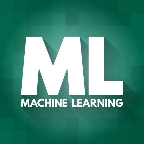 ML - Maschinelles Lernen Akronym, Hintergrund zum Ausbildungskonzept - Vektor, Bild