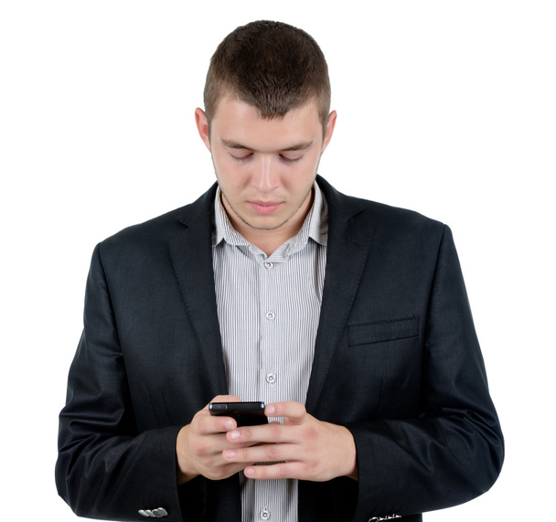 Man wearing checking his mobile - Zdjęcie, obraz