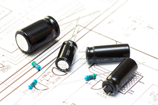 Several capacitors and resistors - Photo, Image