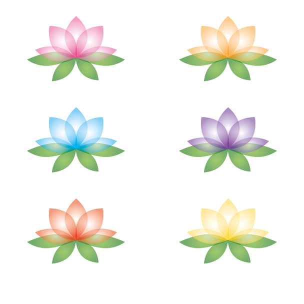 Ensemble de fleurs de lotus sur fond blanc
 - Vecteur, image