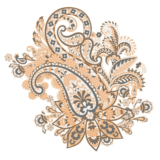 Izolovaný vzor Paisley v indiánském stylu. Květinová vektorová ilustrace - Vektor, obrázek