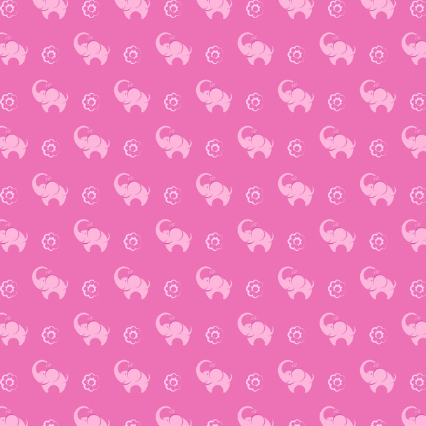 Vector illustration of elephants on a pink background. - Vector, Image