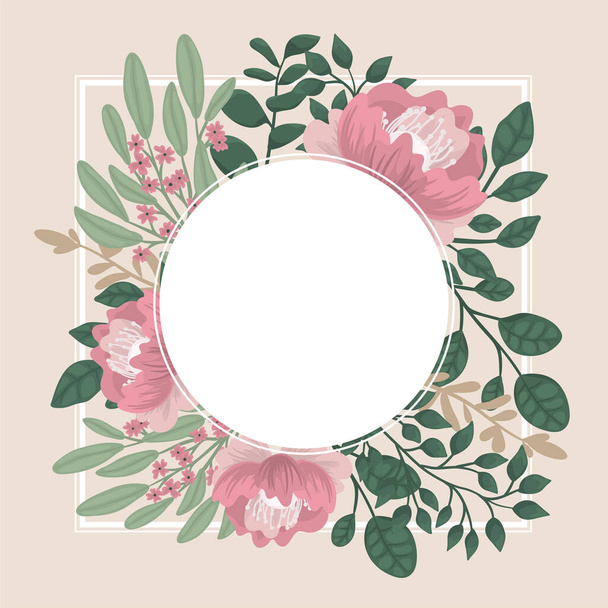 Floral border background - pink flower border - Vettoriali, immagini