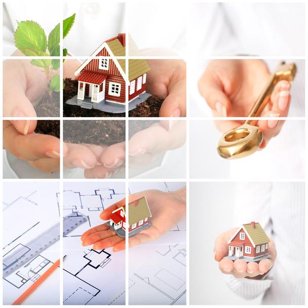 Investitionen in Immobilien. Business-Collage. - Foto, Bild