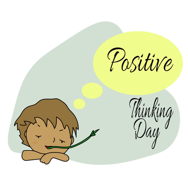 Positive Thinking Day, idea per una cartolina carina con illustrazione vettoriale a motivazione positiva - Vettoriali, immagini
